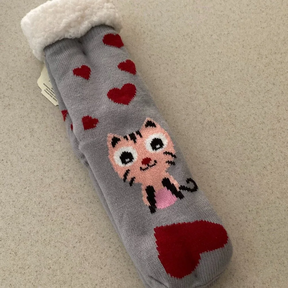 Cat Lady Socks - Sherpa Lined Adult Socks NWT